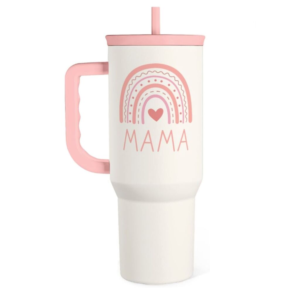 Mama Rainbow Stainless Steel Tumbler with Handle & Straw Brand New